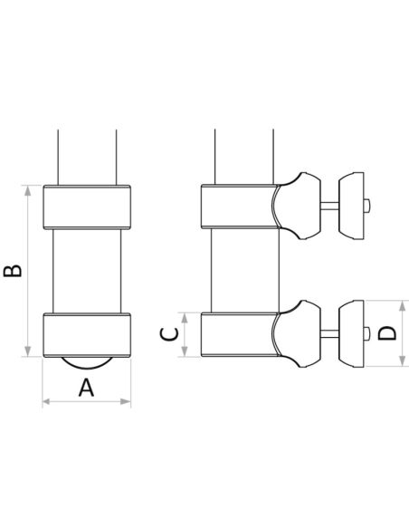Boccola fissaggio su tubi per palo in carbonio Ø 38 mm