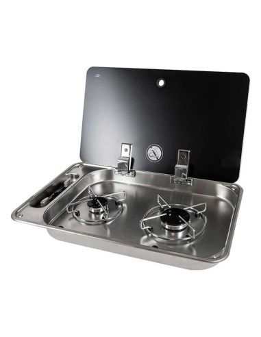 Piano cottura a incasso con coperchio in vetro fume