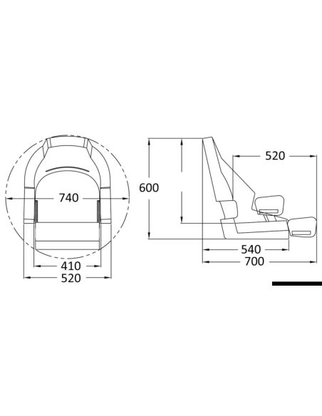 Sedile anatomico imbottito con flip up RM52
