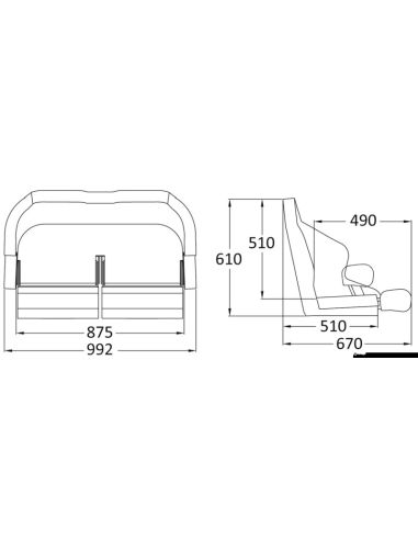 Doppio sedile anatomico imbottito con flip up H99-3