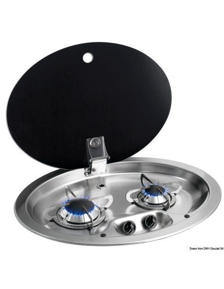 Piano di cottura inox con coperchio in vetro fumè
