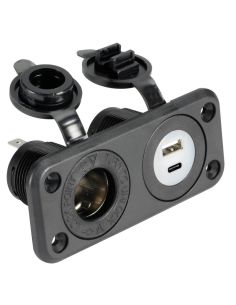 Presa accendisigari + USB-A + USB-C nera