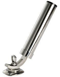 Portacanna da pesca regolabile inox AISI 316, foro Ø 39 mm, angolo 15°-90°