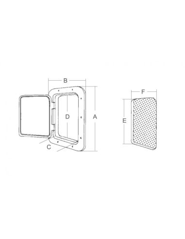 Ceredi sportello pesante da incasso bianco 380x380 mm, apertura 180°