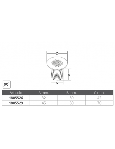 Scarico Inox 316 Ø Mm.50x32