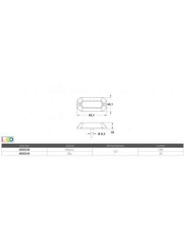 Luce Subacquea 12 Led
