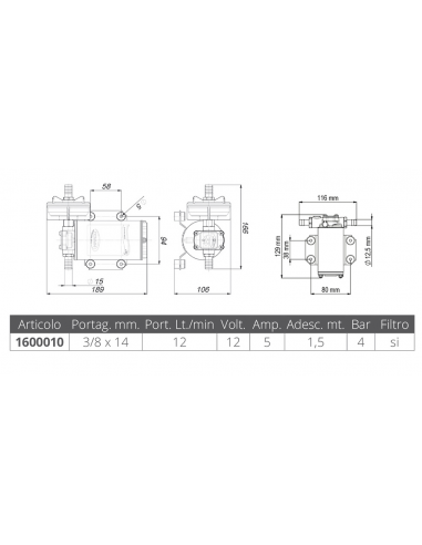 Pompa Acciaio Inox  12 V.